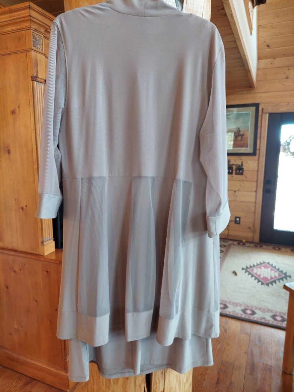 R & M Richards, Toupe 2 piece,sleeveless beaded dress, crop mesh jacket size 14w - Picture 2 of 11